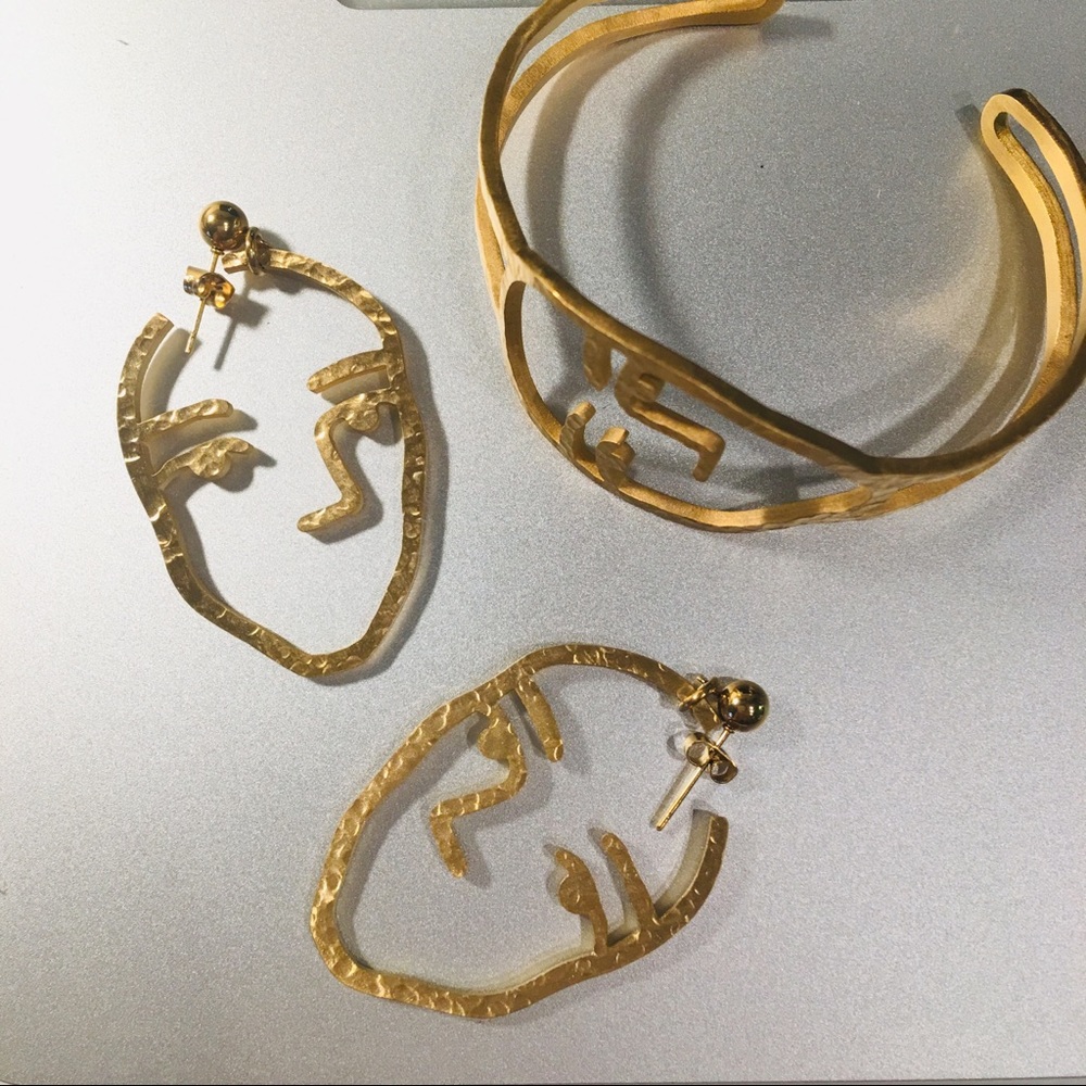 Girl Face Picasso Earrings & Bracelet